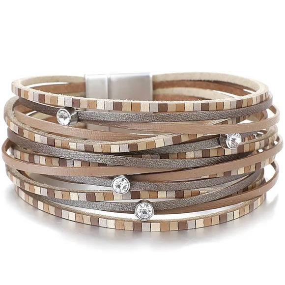 Jasmine Multi-Layered Stacked Wrap Leather Bracelets - Picture 1 of 1